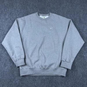 Nike Solo Swoosh Fleece Crew Dark Grey Heather White DX1361-063 Men’s M NWT - Picture 1 of 10