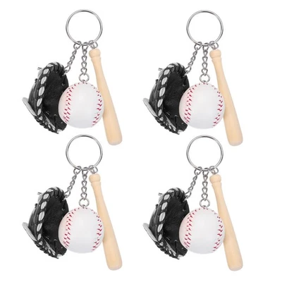 Baseball Keychain, 4 Pcs Softball Key Chain Sports Pendant for Gift, Black Foto 1 de 4