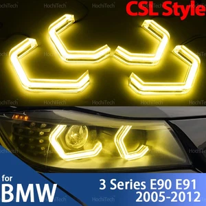4x Lemon Yellow CSL Style Angel Eyes Kit DRL For BMW 3 Series E90 E91 2005-2012  - Picture 1 of 20