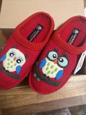 Zapatilla Haflinger AR Olivia Natural 100% Lana Hervida Talla 38 EE. UU. 7 Roja Nueva con Etiquetas $120 Foto 1 de 4