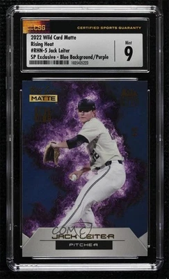 2022 Matte SP Exclusive Blue Background - Purple /5 Jack Leiter CSG 9 Mint - Image 1 of 2