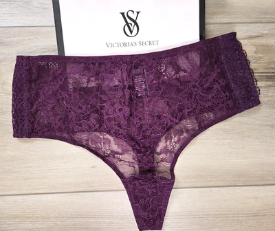 Victoria's Secret Very Sexy Purple Sheer Crochet Lace Mid-Rise Thong Panties S - Image 1 of 3