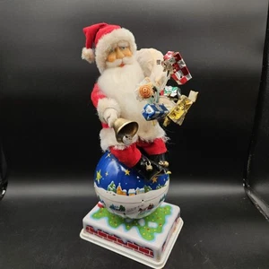 VTG 1950's SANTA ROTATING ON GLOBE 15" Battery Tin Litho Toy Made in Japan RARE - Picture 1 of 15