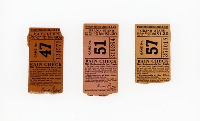 3 1945 年布鲁克林道奇队门票,复古 — 第 1/3 张图片