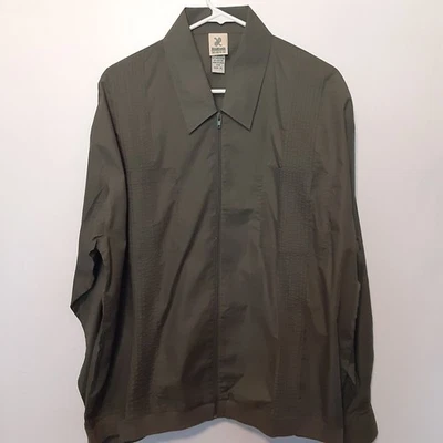Vtg Haband Full Zip Shirt Mens XL Green Long Sleeve - Image 1 of 4