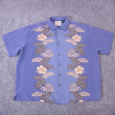 Joe Martin Hawaiian Shirt Mens XL Blue Rayon Blend Floral Aloha Camp Button Up - Image 1 of 4