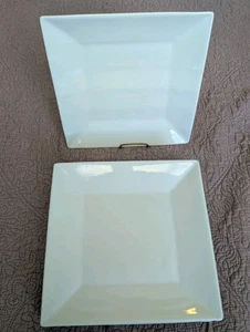 Food Network White Ceramic Square Dinner Plates 10.5” Set of 6 pc - Picture 1 of 14