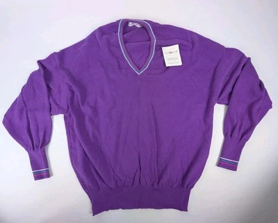 Suéter De Colección Clark & Gregory Para Hombres XXL Cuello en V Algodón Púrpura Golf Nuevo con Etiquetas Nuevo en Lote Antiguo Foto 1 de 4