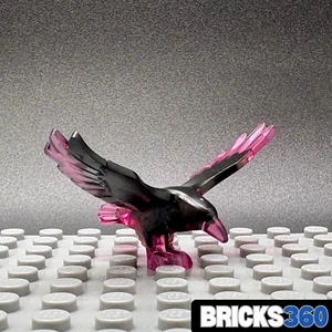 Lego New Trans-Dark Pink Bird Raven Hawk w/ Spread Wings with Marbled Black Part - Picture 1 of 6
