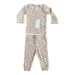 Quincy Mae Baby Girls' 2pc Ribbed Floral Top & Bottom Set Coral/Light Pink 0-3M