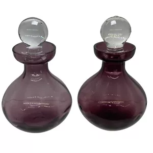 2 Bottiglie Vanità Profumo Vetro Ametista Vintage Tappi Vetro Bolla Trasparente LEGGI - Foto 1 di 9