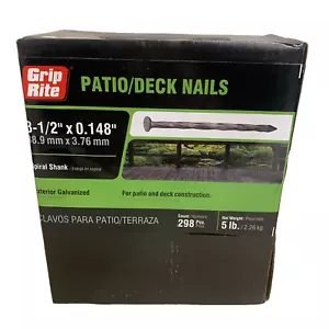 Grip Rite Spiral Shank Patio/Deck Nails 3-1/2" x 0.148" 16HGRSPD5-NEW! - Picture 1 of 6