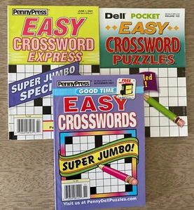 Lot of 3 Dell Penny Press ALL EASY Crossword Puzzle Books Express Pocket L10 - Bild 1 von 1