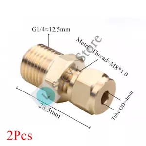 4mm x 1/4 Male BSP G Thread Connector Brass Compression Fitting for 4mm OD Tube - Picture 1 of 2
