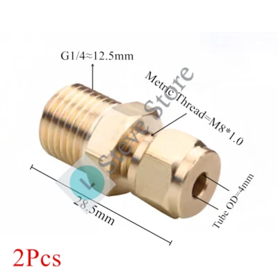 4mm x 1/4 Male BSP G Thread Connector Brass Compression Fitting for 4mm OD Tube - Image 1 of 2