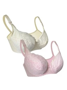Cotton Nursing Breastfeeding Wired Bra Pink or Cream with mesh,34-40C-DD - Picture 1 of 12