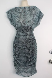 CUE Snake Skin Print High Neck Maesh Dress Size 6 - Picture 1 of 7
