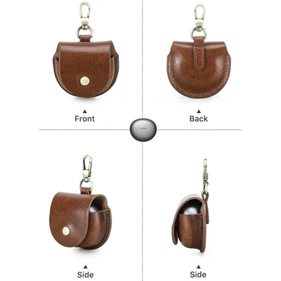 Funda de almacenamiento de cuero genuino para auriculares inalámbricos Freeclip MD Foto 1 de 4