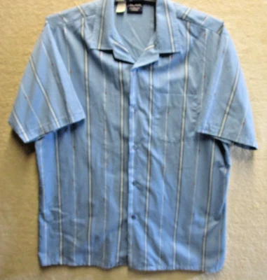 Camisa para hombre J. Blair talla L mangas cortas azul con rayas blancas detalles rojos 💙 Foto 1 de 3