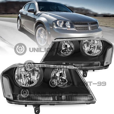 Conjunto de faros delanteros transparentes negros izquierda+derecha para Dodge Avenger 2008-2014 Foto 1 de 4