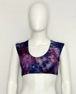 Athleta Supernova Entwined Swim Crop Top XS Purple Blue Tie Dye Removable Pads - Picture 1 of 10