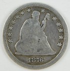 1876-CC 25c Seated Liberty Silver Quarter F Fine Circulated Coin C0307