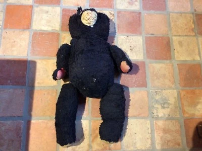  ancienne grosse peluche  ours teddy bear  ours garni de paille usé - Photo 1/4