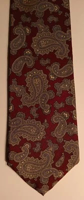 Corbata Damon Paisley Toda Seda 63" Largo por 3.5" Ancho Hecha en EE. UU. Foto 1 de 4