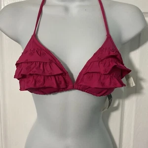 Abercrombie and Fitch A&F WOMENS Padded Halter Bikini Top Dark Pink XS NWT - Picture 1 of 11