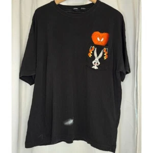 RARE VTG 1996 Warner Bros. Bugs Bunny Graphic Tee Embroidered Pocket Black XL - Picture 1 of 6