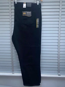 LEE Mens Black Jeans 60W 32L Regular Fit Straight Leg Double Black Denim - Picture 1 of 10