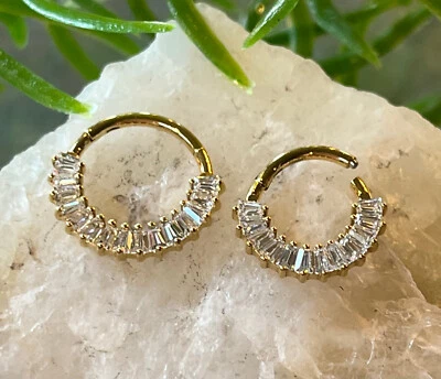 Anillo segmento bisagras ventilador gema baguette 1 pieza 16 g clicker tabique hélice daith orbital Foto 1 de 3