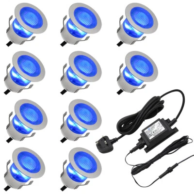 IP68 Outdoor LED Decking Lights 30mm Round BLUE 5W 10 Kit DEC10BL - Image 1 of 4