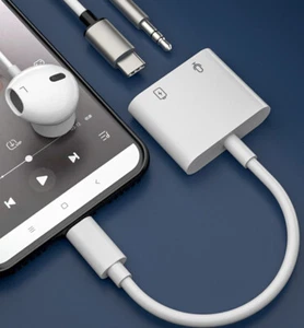 USB Type-c to 3.5mm Headphone Audio Jack Adapter Call/Music/Fast Charge Samsung  - Picture 1 of 12