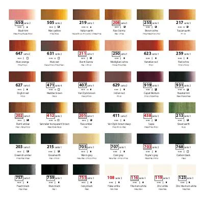 Sennelier artists oil paint 40ml tubes brown to white selection