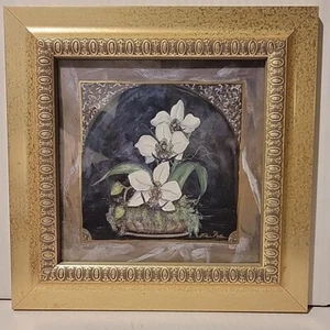 "Lovely Orchids " art print gold tone frame - Picture 1 of 7