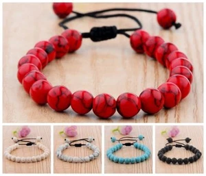 New Couples Men Women Beads Turquoise Howlite Agate Macrame Braided Bracelets - Bild 1 von 73