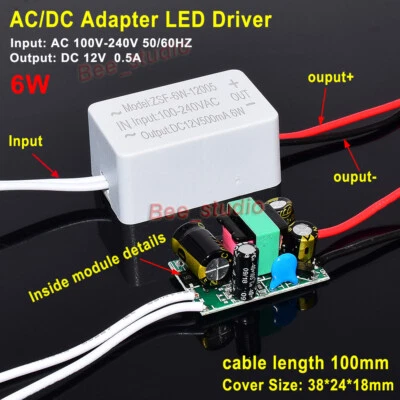 mini AC-DC Converter AC 110V 220V 230V to 12V 0.5A 6W LED Driver Adapter Module - Image 1 of 4