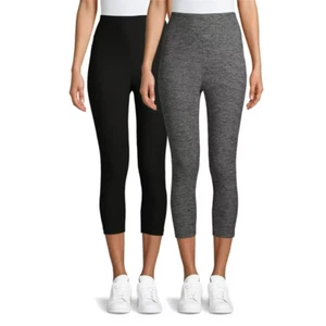 No Boundaries Junior’s Basic High-Waist Capri Leggings, 2-Pack, Medium (7-9) - Picture 1 of 11