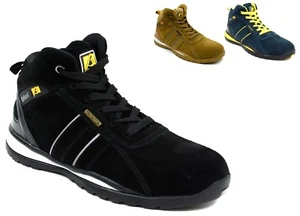 HERREN SICHERHEITSSCHUHE KNÖCHEL ARBEIT LEDER LEICHT STAHLKAPPE STIEFEL GRÖßE UK 7–12 - Bild 1 von 16