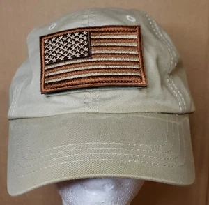 Tan Condor Contractor military Baseball Hat Cap with Tan Flag Patch strap back - Picture 1 of 10