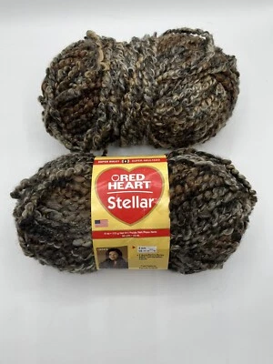 Red Heart Stellar Yarn Meteorite Brown Boucle 4oz 90yds #6 Superbulky - Lot of 2 - Image 1 of 4