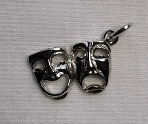 Sterling silver charm theatre masks comedy tragedy - Picture 1 of 3
