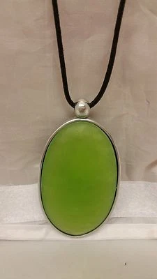Redin Oval Pendant 28 Inch Leather Cord Necklace In Green/Turquoise - Image 1 of 2