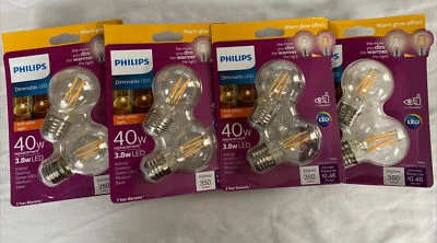(4) Philips 40w Equivalent Soft White G16.5 Globe Medium Base Dimmable LED 2 PK - Image 1 of 4