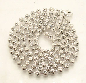 5mm Diamond Moon Cut Ball Bead Chain Necklace Real Sterling Silver ITALY QVC - Picture 1 of 6