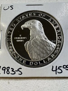 1983-S US Silver Proof Olympic Commemorative Dollar Discus Thrower - Picture 1 of 4