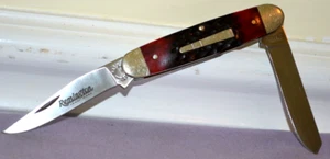 Remington The Cliffhanger R4466 Amber Jig Bone Griff 2 Klingen Klappmesser USA - Bild 1 von 13