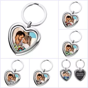Full Color Photo Printing + Laser Engraved Personalized Message Heart Key Chain - Picture 1 of 27