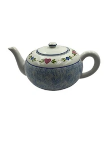 Vintage RB Bernarda Portugal Tea Pot Porcelain Pottery Blue White Farmhouse - Picture 1 of 12